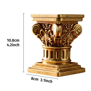 Candelabro de columna romana dorada vintage adorno decorativo para el hogar 10,8 cm