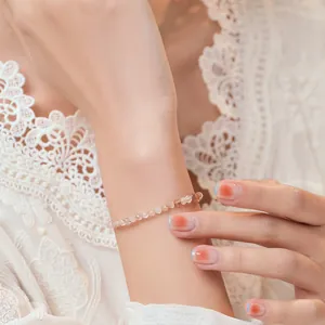 Delicada pulsera de cuentas de cuarzo rutilado natural facetado de 3 mm para mujer