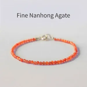 3mm Natural Southern Red Agate Bracelet For Women Minimalist Tiny Gemstone Beads Handmade Thin Bracelet Jewelry Gift
