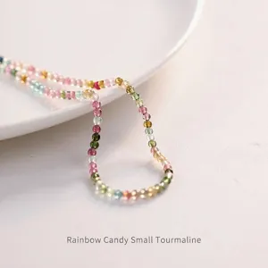 Natural colorful tourmaline bead necklace in rainbow candy style for women