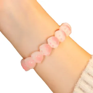 Cherry blossom pink cat paw Bodhi root bracelet for women with cute bead design