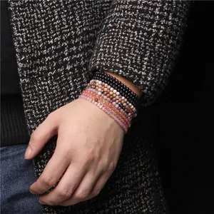 Minimalist 4mm natural stone bead bracelets in various colors for yoga and daily wear