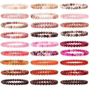 Fashion 6mm Natural Stone Beaded Bracelet For Women Men Unisex Simple Smooth Round Crystal Beads Stretch Charm Bracelet Jewelry