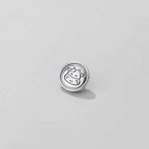 Ciondolo a bottone testa di mucca opaco in argento sterling 925 per gioielli fai da te