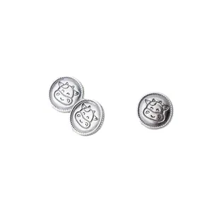 Perline a bottone mucca in argento sterling 925 per accessori gioielli fai da te