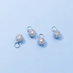 Ciondoli palla di pelo in argento sterling S925 per creazione gioielli e bracciali