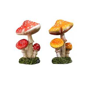 Adornos de setas de resina de tres cabezas para la decoración de micro paisajes de jardín