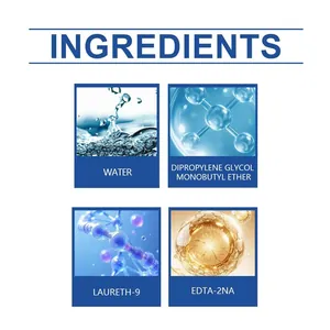 Spray nettoyant insectes et goudron voiture formulation avec eau et agents de nettoyage actifs.