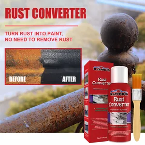 Kit convertisseur de rouille Rayhong montrant l'effet avant/après sur fer rouillé