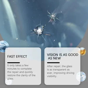 Detailed view of automotive windshield crack repair kit effect for clear driving vision