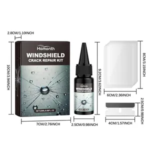 Professional windshield crack repair kit with 20ml resin liquid and clear dimensions