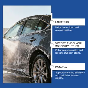 Détail du spray de nettoyage auto montrant les actifs pour éliminer efficacement les résidus.