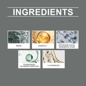 Detailed view showing professional ingredients for glass oil film remover brush formula