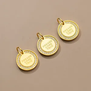 S925 silver micro-pave 'Dreams Come True' round pendant for DIY jewelry