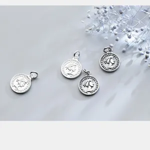 Vintage 925 sterling silver Queen Elizabeth coin charms for DIY jewelry making