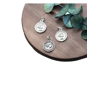Retro S925 silver Queen Elizabeth coin pendants for DIY jewelry making accessories
