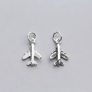 Colgante de Avión Vintage de Plata de Ley 925 Dije de Avión Retro para Creación de Joyas DIY Accesorio de Plata Oxidada