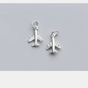 Colgante de avión vintage de plata S925 para creación de joyas y pulseras DIY