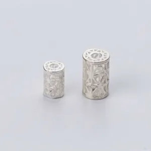 Perles Cylindriques Ajourées en Argent Sterling 925 Tube d'Espacement pour DIY Fabrication de Bijoux Bracelet Collier