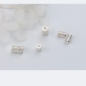Perles d'espacement cylindriques creuses en argent S925 pour bijoux faits main DIY