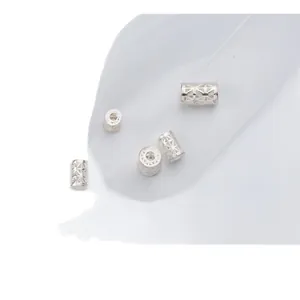 Perles d'espacement cylindriques creuses en argent sterling S925 pour bijoux DIY