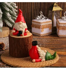 Handcrafted Christmas yoga gnome figurines for festive desktop home decor ornaments