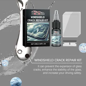 Homonth windshield crack repair kit with 20ml liquid bottle, curing films and razor