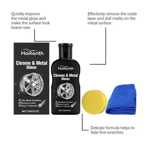 Homonth Chrom- und Metallpolier-Set inklusive 200g Poliercreme, Schwamm und blauem Tuch