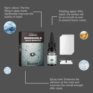 Professional Homonth Windshield Crack Repair Kit with detailed ingredient callouts