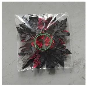 Halloween candle wreath with black maple leaves and red roses in clear packaging
