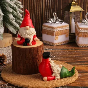 Creative Christmas gnome figurines in yoga poses for festive home desktop decoration