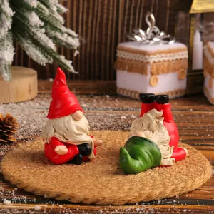 Hand-painted Christmas yoga gnome figurines for festive home desktop decoration