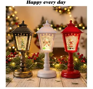 Lot de trois lanternes à eau de Noël décoratives avec le Père Noël et un bonhomme
