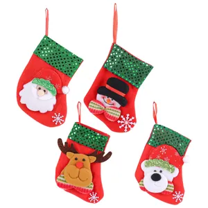 Creative cartoon sequined Christmas stockings set featuring Santa Reindeer Snowman and Bear