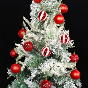 Set de 12 bolas de Navidad rojas 6cm con texturas mixtas para la decoración del árbol
