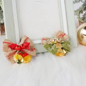 Lazos de Navidad de arpillera con cascabeles para decoración de árboles festivos
