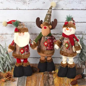 Telescopic Christmas plush doll set with Santa Claus, Reindeer and Snowman figures