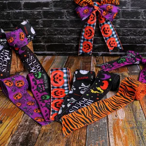 Juego de cintas decorativas de Halloween con calabazas y telarañas