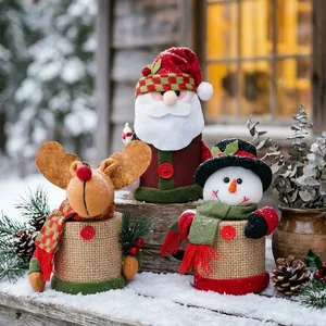 Set of Christmas gift jars featuring Santa, Reindeer and Snowman for holiday candy