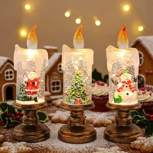 Festliche Weihnachts-LED-Glitzer-Wasserkerzen mit Weihnachtsmann, Schneemann und Baum