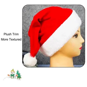 Cappello di Babbo Natale in velluto rosso con bordo in peluche bianco e pompon morbido