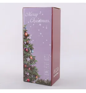 Detaillierte Verpackung der Weihnachts-Wasserlaterne mit Musik, USB und LED-Spezifikationen.