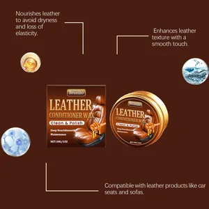 Cera acondicionadora Brunizo para cuero de asientos y sofás, nutrición y brillo 30g