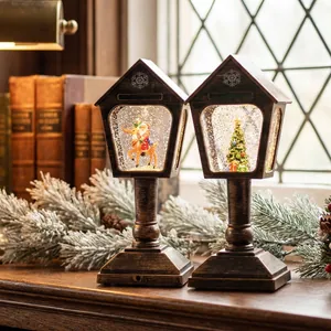 Retro Weihnachten Wasserlaterne LED Schneefall Nachtlicht Kunststoff Weihnachtsmann Weihnachtsbaum Ornament Thuis