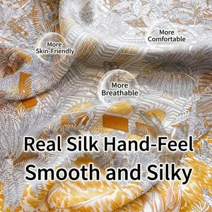 Elegante foulard quadrato in seta 70x70cm con stampa foglie tropicali gialle per donna