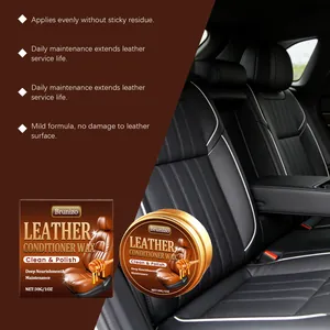Cera para cuero Brunizo para asientos de coche, nutrición profunda y pulido