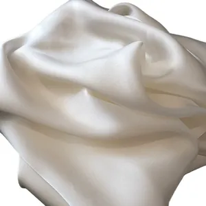 Elegant creamy white silk square scarf with soft sheen and delicate texture