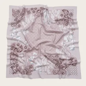 Elegant floral print square scarf shawl with intricate scroll patterns on soft fabric