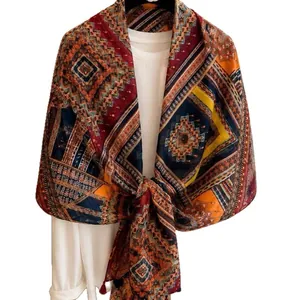 Bohemian geometric patterned shawl scarf for beach and daily sun protection