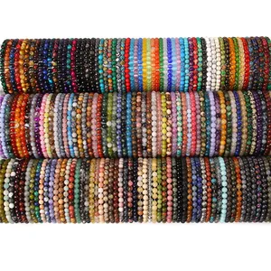Wide variety of 6mm natural stone beaded bracelets in vibrant colors and textures